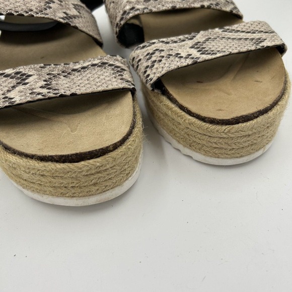 Soho Elite Sandals Womens Size 10 Faux‎ Snake Strappy Espadrille Platform Cork - Picture 3 of 11